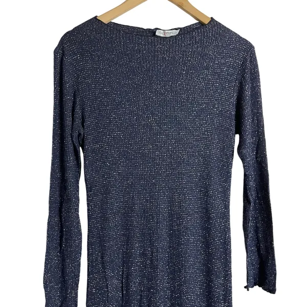 Rachel Pally Navy Metallic Ribbed Mara Maternity Long Sleeve Midi Dress Size S - Image 6