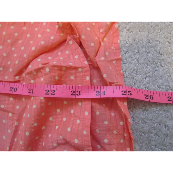 Madewell Sleeveless Button Down‎ Shirt Small Coral Polka Dot Peter Pan Collar - Image 6