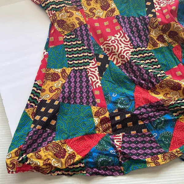 Dangerfield x ModCloth patchwork multi button front viscose dress, size 14 XL - Image 12