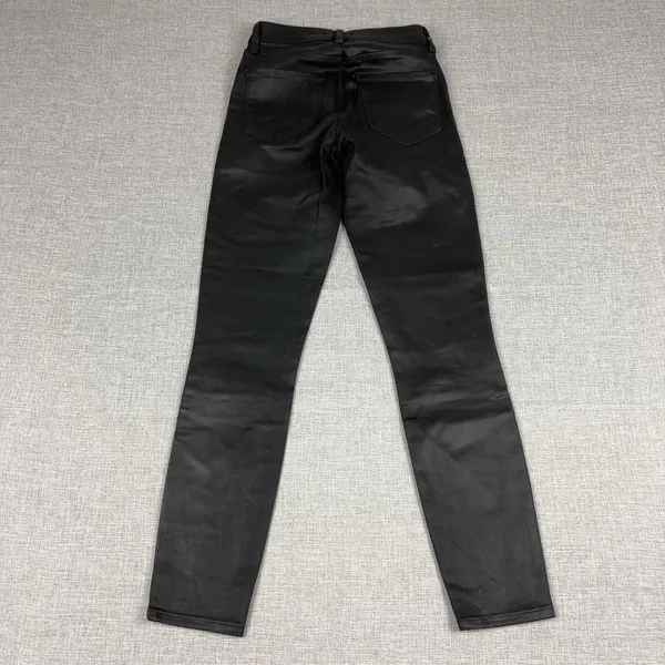 L'AGENCE Jeans Womens 23 Black Faux Leather Mid Rise Skinny Lace Up Stretch - Image 2