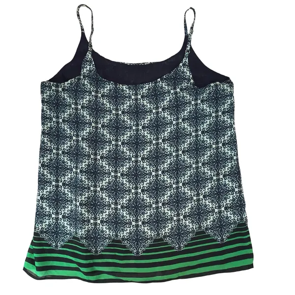 Cabi Womens Camisole Navy Green Damask Striped Boho Layering Tank Top XL - Image 2