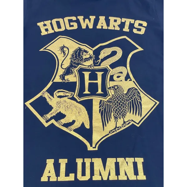 Harry Potter Tee Size M Black Hogwarts Alumni Gold Cotton Unisex New Without Tag - Image 2