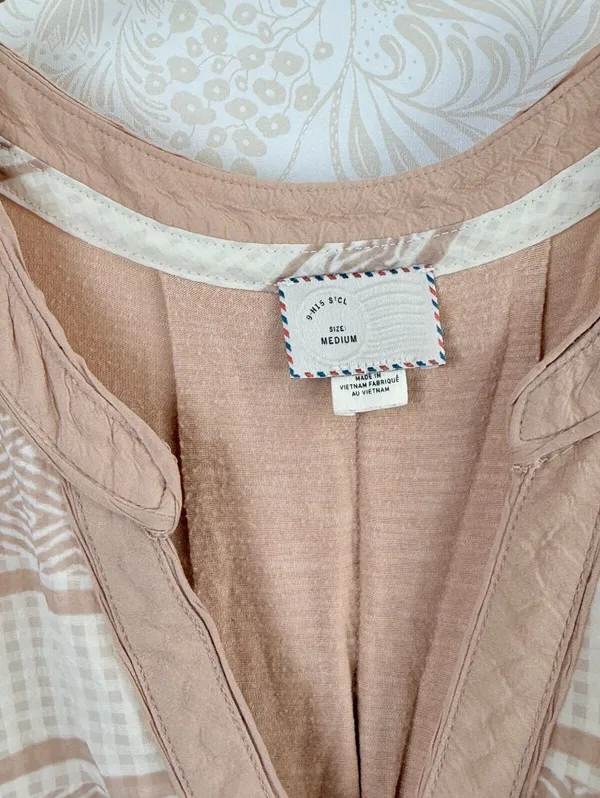Postmark by Anthropologie Split Neck Pink Stripe Hi-Low Tank - Size - Medium - Image 6