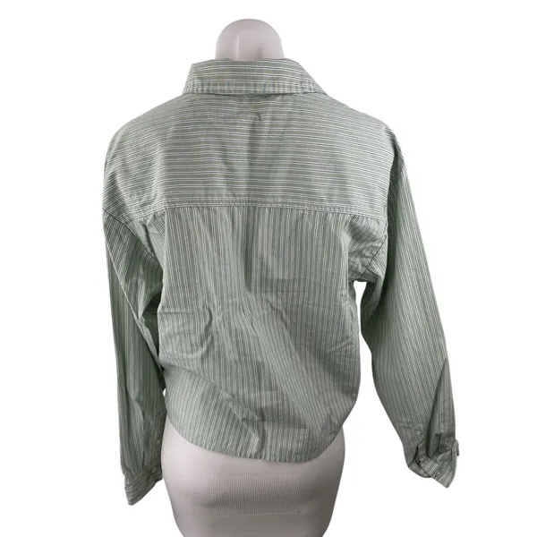 Abercrombie & Fitch Womens Green Striped Long Sleeve Button Down Shirt Top Sz S - Image 2