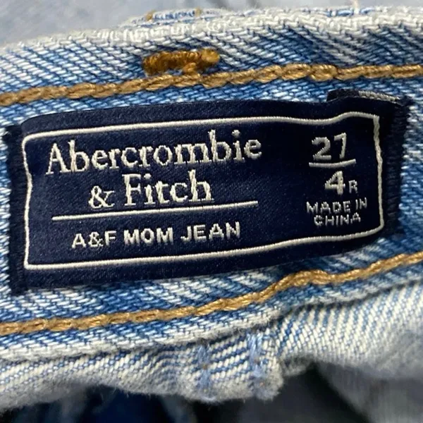 Abercrombie & Fitch Blue High Rise Distressed Frayed Hem Straight Denim Jeans 27 - Image 4