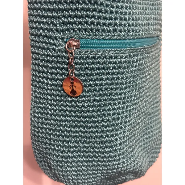 The Sak Teal Crochet Crossbody Bucket Bag Boho Knit Hobo Purse Indie Hippie - Image 3