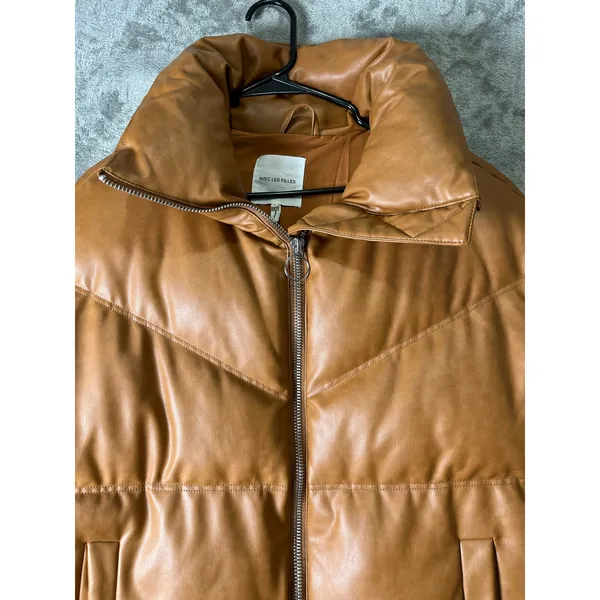 Avec Les Filles Over Sized Faux Leather Puffer Coat Cognac Brown S Anthropologie - Image 2