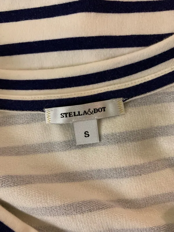 Stella And Dot Striped Long Sleeve Top‎ Blue White Crew Neck Casual Small - Image 3
