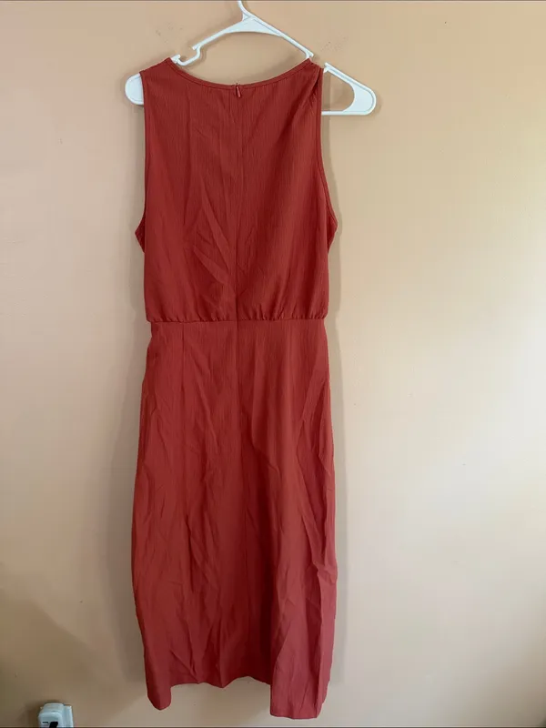 SHEIN Sleeveless Midi Dress with Side Knot in Rust - Image 5
