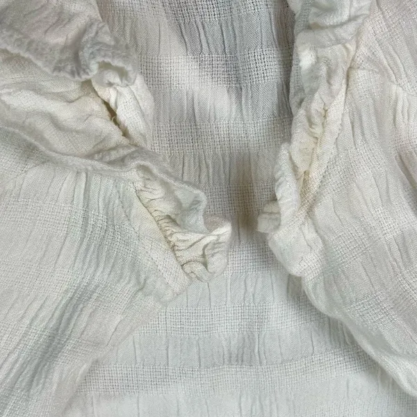 Japna 100% Viscose White Boho Cap Sleeve V-neck Peasant Top Babydoll Small - Image 10