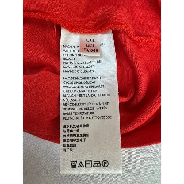 Maeve Anthropologie Red Geometric Print Ruffle Tie Neck Balloon‎ Sleeve Blouse L - Image 6