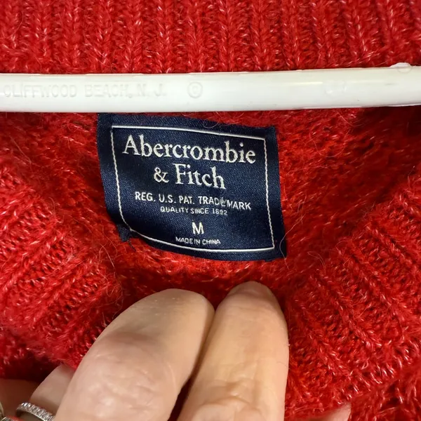 Abercrombie Fitch Red Cable Knit Sweater Women Medium Cozy Warm‎ Winter Holiday - Image 2