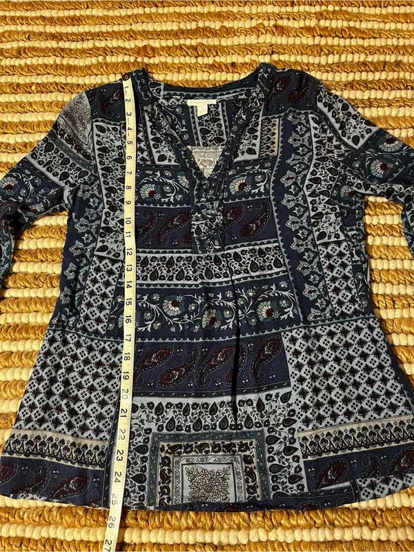 Charter Club Patterned Navy Blue paisley patchwork Peasant Top - Women - Image 4
