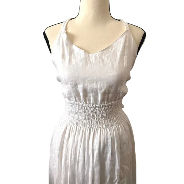 LUSANA Archie Linen Open Back Maxi Dress‎ White NWT Sz 4 - Image 6