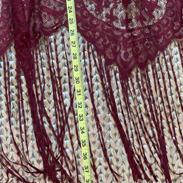 Emerette Burgundy / Wine Colored Lace Short Sleeved Kimono Size Small - Image 10