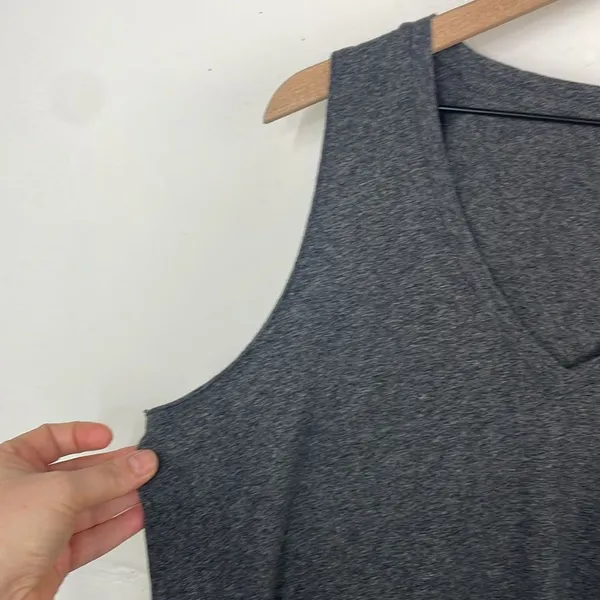 Madewell Heather Gray Knit Dress Shirt Strapless size Large 100% Cotton - Image 9