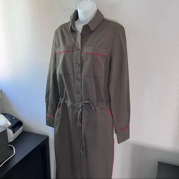 Boden Olive Denim Jumpsuit Green Size 8 - Image 3