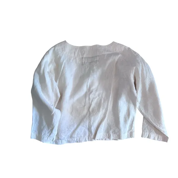 VTG 100% Linen Joy Burton My Tribe Boxy Ivory Tunic Medium - Image 2