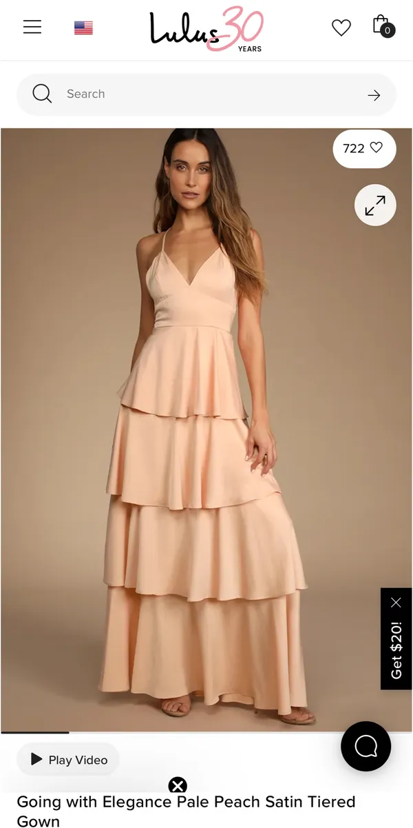 Lulus Peach Satin Tiered Maxi Dress - Image 4