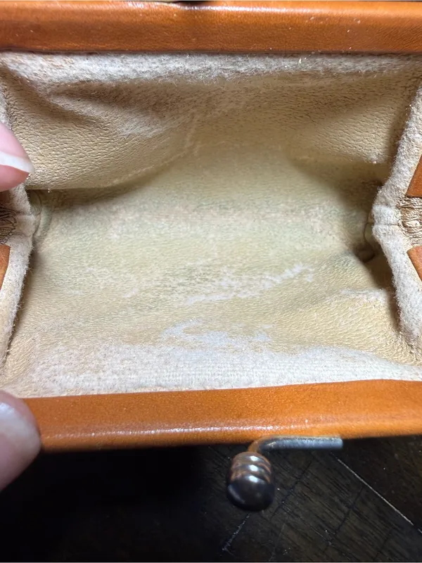 Vintage Dooney & Bourke Coin Purse Kiss Lock AWL Leather Duck Logo Taupe - Image 8