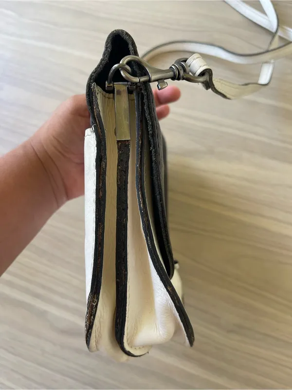 Patricia Nash Black and White Leather Two-Tone Crossbody - Image 7