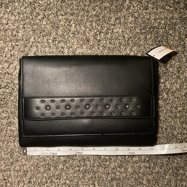 Black Clutch purse With Silver Studded Beading‎ Stud Clutch Classy Edgy Dressy - Image 5