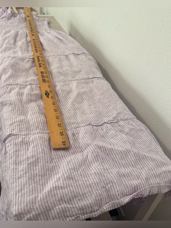 Hill House Home Lavender Stripe Linen Ellie Nap Dress Midi Smocked Preppy Med - Image 7
