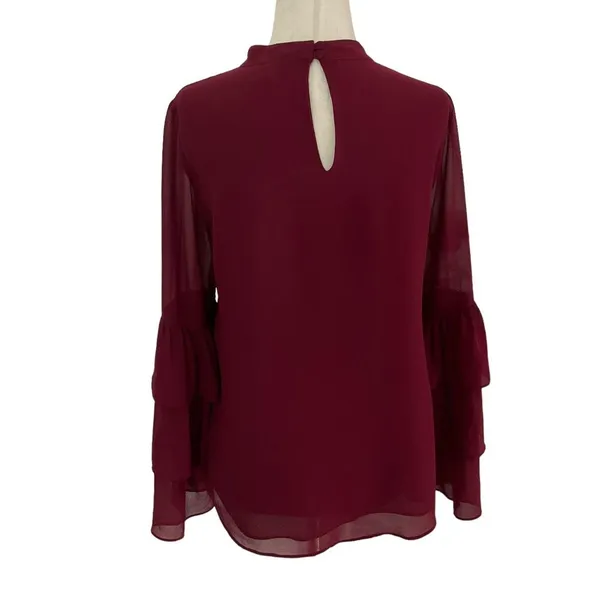 Naked Zebra Color:Wine Bell Ruffle Sleeve Top Women's Size Small | 19-15 - Image 2