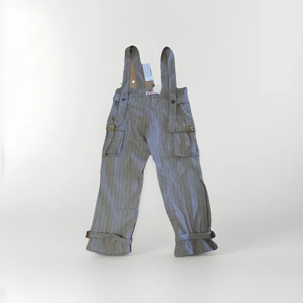 MARNI pinstripe Cargo Suspender Overall Sz 44 / 8 Pecan Vanilla Cashmere‎ Wool - Image 2
