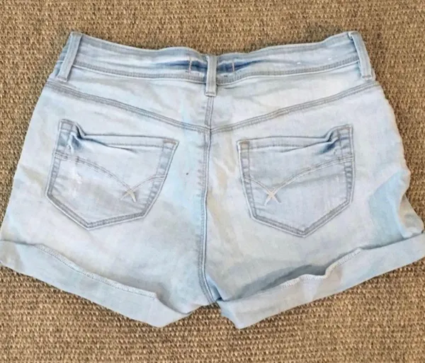 Bullhead Denim Co Jean Shorts "High Rise Short Short" Light Blue with Rivets-3 - Image 2