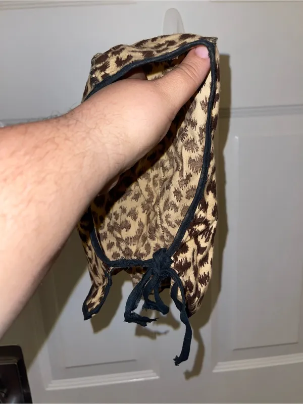 Leopard Print Fuzzy Balaclava/Bathing Hat - Brown & Cream - Image 4