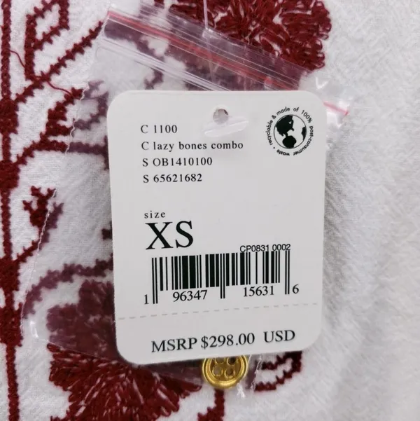 $298 Cactus Flower Embroidered Dress Lazy Bones Combo XS New - Image 3