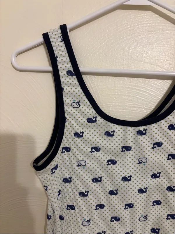 dELiA*s White Tank Sleep Slip with Navy Whale Motif - Image 5