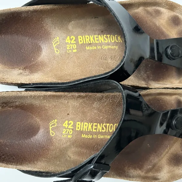 Birkenstock Gizeh Birko-Flor Patent Black Sandals Size 42 US 11 - Image 4