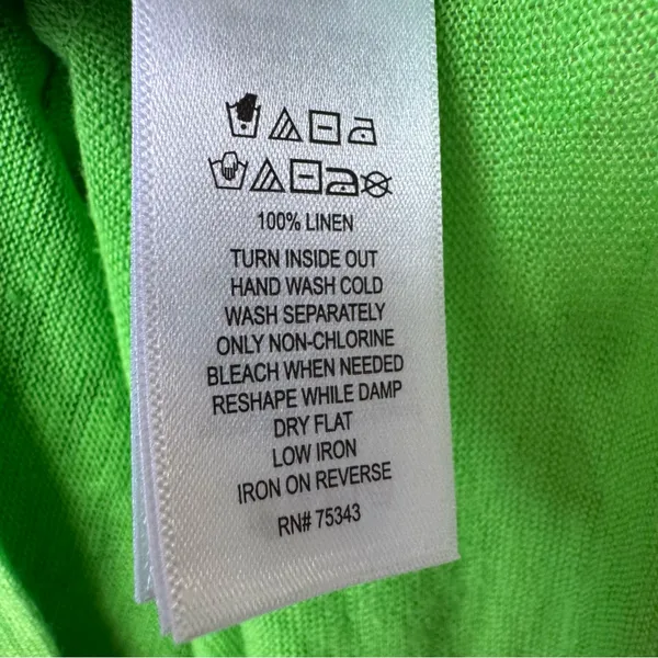 Halston Heritage Linen Tank Top Thin Straps Lime Green size Small Beachy coastal summer‎ - Image 5