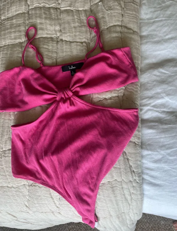 Lulus Bodysuit Pink Ribbed - Image 7