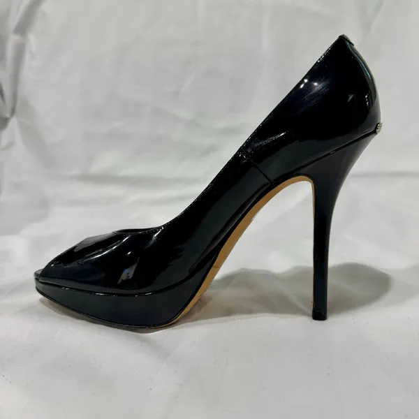 Christian Dior Black Patent Peep Toe Platform Heel Single Shoe 38.5 - Image 3