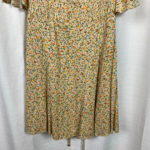 Free People Cream&Orange Floral Print Florence Smocked Mini Dress Sz.L - Image 8