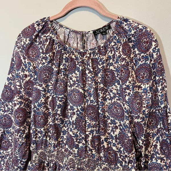 J. Crew Palermo Smocked Waist Mini Dress‎ in Floral Bouquet Linen Medium - Image 4