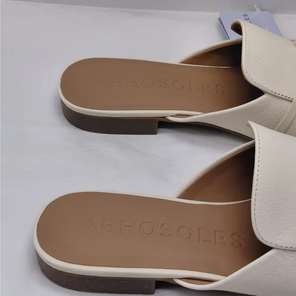 Aerosoles Womens Loafer Mules Size 9.5M Ivory Leather Quiet Luxury Comfort Shoes - Image 4