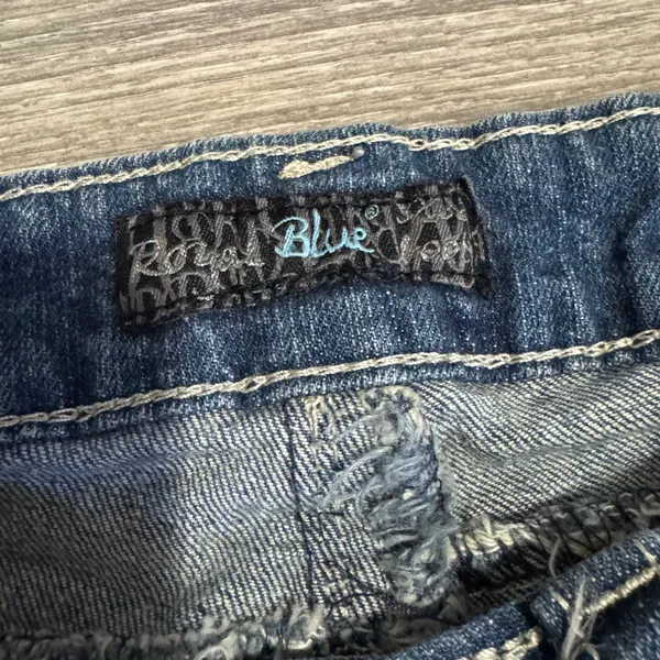 Royal Blue Womens Jeans 26x31 Low Rise Bootcut‎ Medium Wash Y2K Contrast Stitch - Image 2