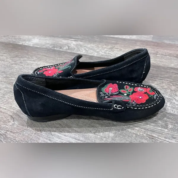 FINAL PRICE Baretraps Otella Black Leather Suede Embroidered Women's Loafers - Image 7