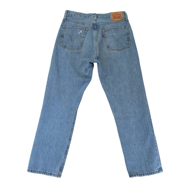 Levis 501 Original Womens High Rise Straight Leg Distressed Jeans‎ Blue W27 L26 - Image 2