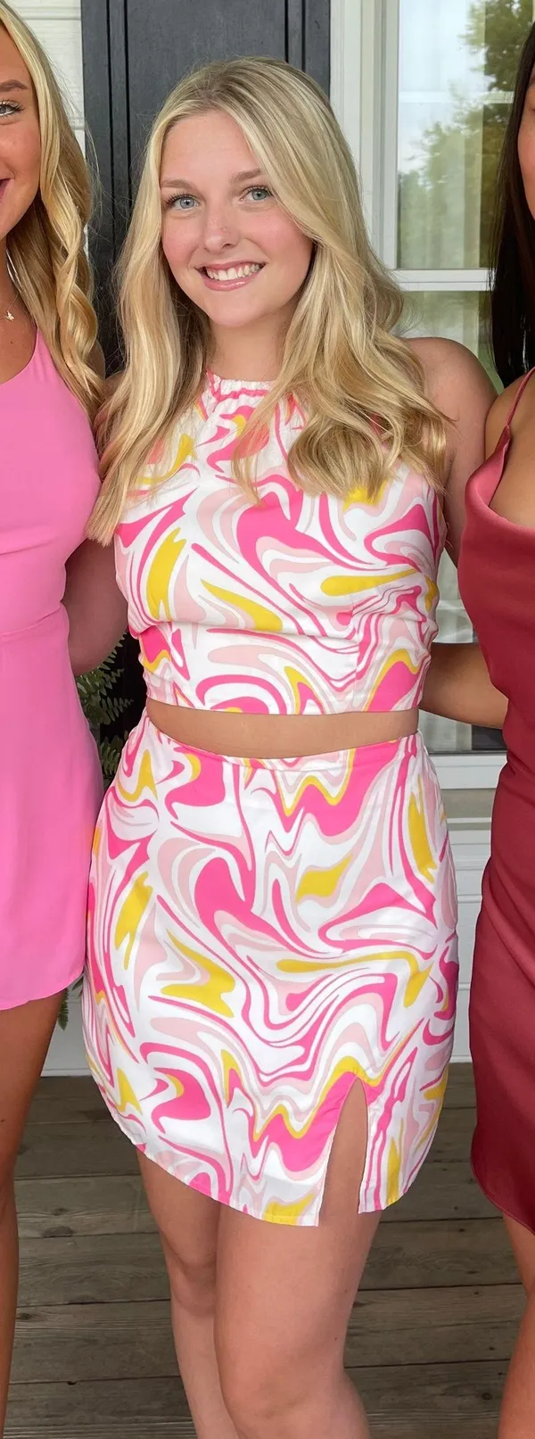 pink And Yellow Swirl Skirt Set - Image 5