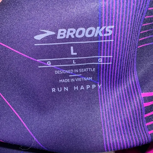 Brooks Women's Running Leggings Purple Geometric Activewear Size L No drawstring - Image 5