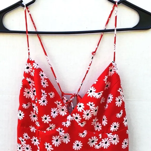 BriDGE Womens medium red Sleeveless Floral strappy spring sleeveless sun dress - Image 5