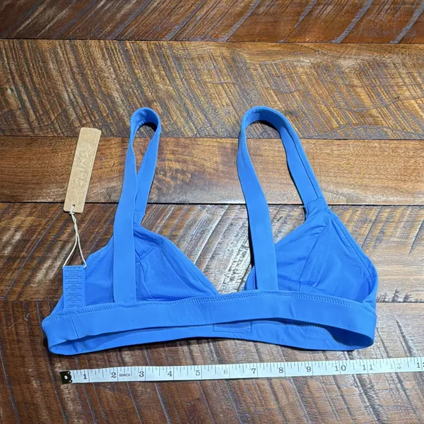 SKIMS Signature Swim Fixed Triangle Bralette Bra Wireless Pullover Blue XS - Image 4