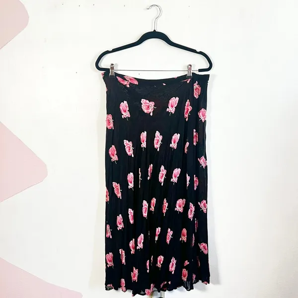Coldwater Creek Reversible Maxi Skirt Womens Sz Large Floral‎ Boho Vintage 90s - Image 4