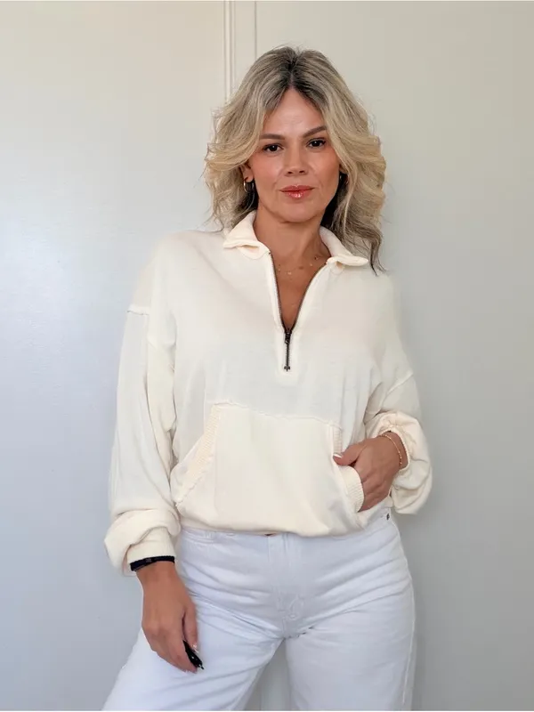 New Project Social T Cream Half-Zip Pullover - Image 4