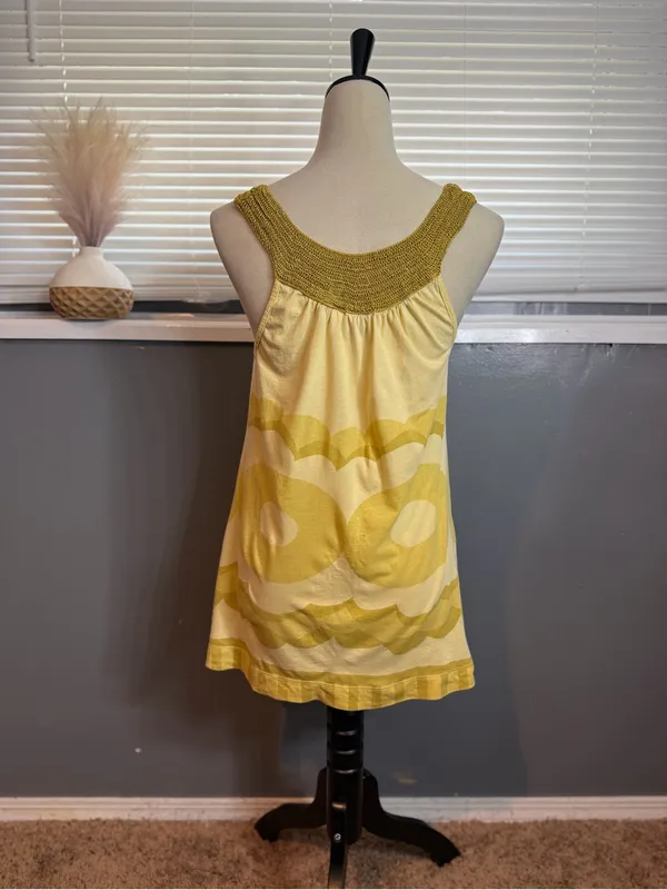 Language Language Y2K Retro Mod Floral Tank Top Medium Crochet Neck - Image 5